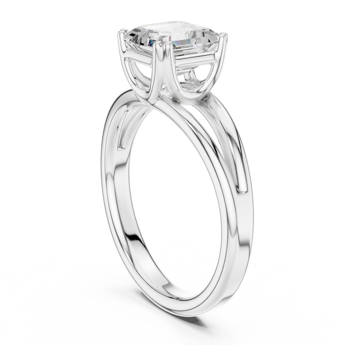 DDLR-094-AC - Solitaire Asscher Ring - White Gold