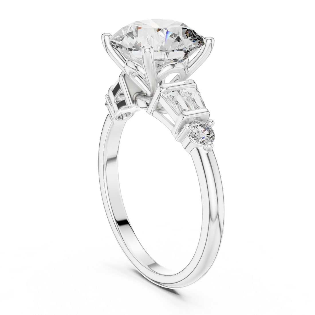 DDLR-157 - Three Stone Round Ring - White Gold