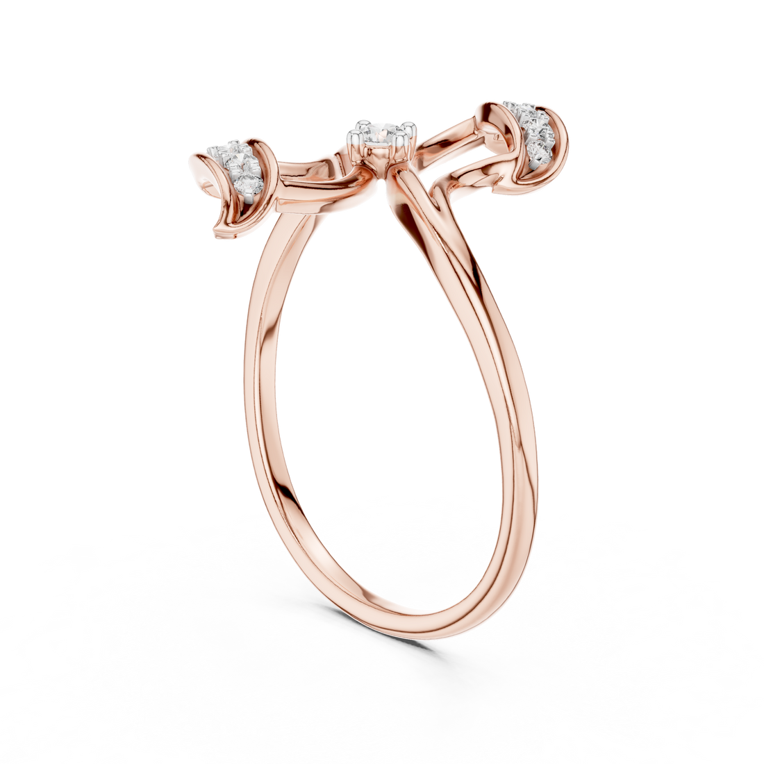12#10040@L - Fashion Round Ring - White Gold
