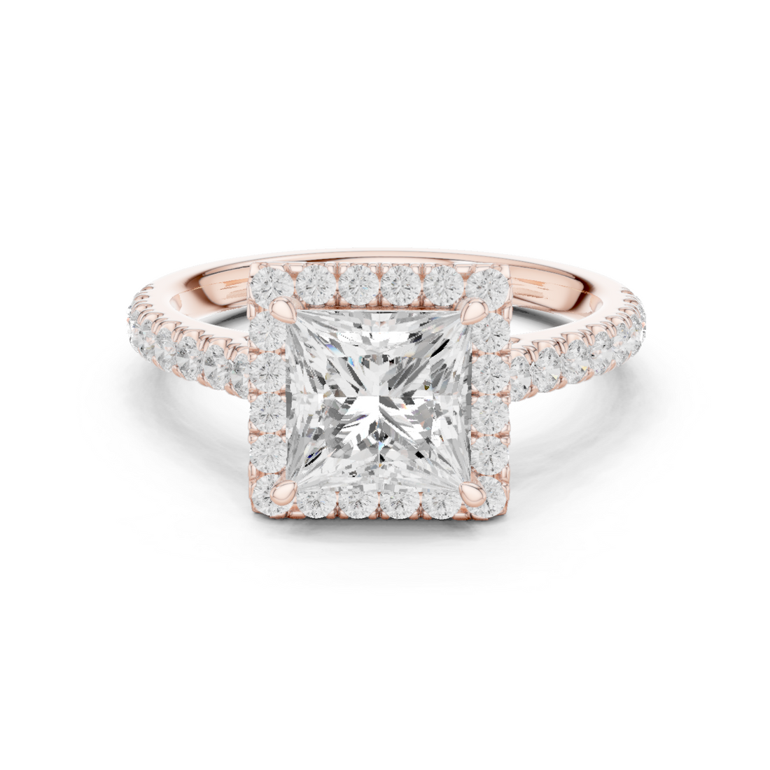 Halo Ring - Princess | DDLR-118-PR - White Gold