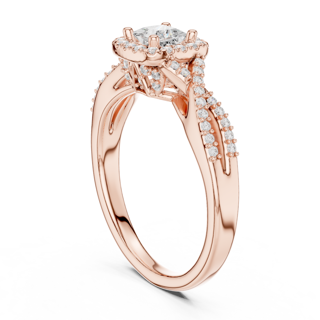 LR-0273 - Halo Princess Ring - White Gold
