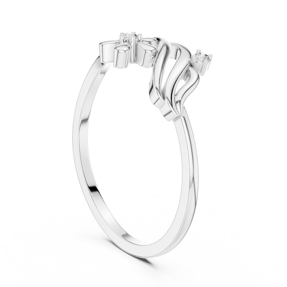 DR-6218 - Fashion Round Ring - White Gold