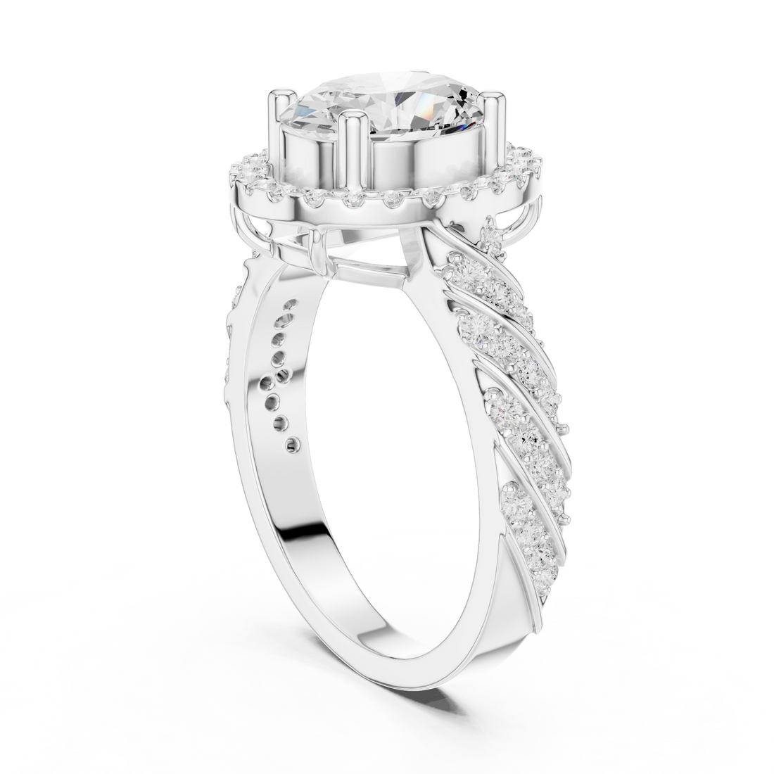 DDLR-414 - Halo Oval Ring - White Gold