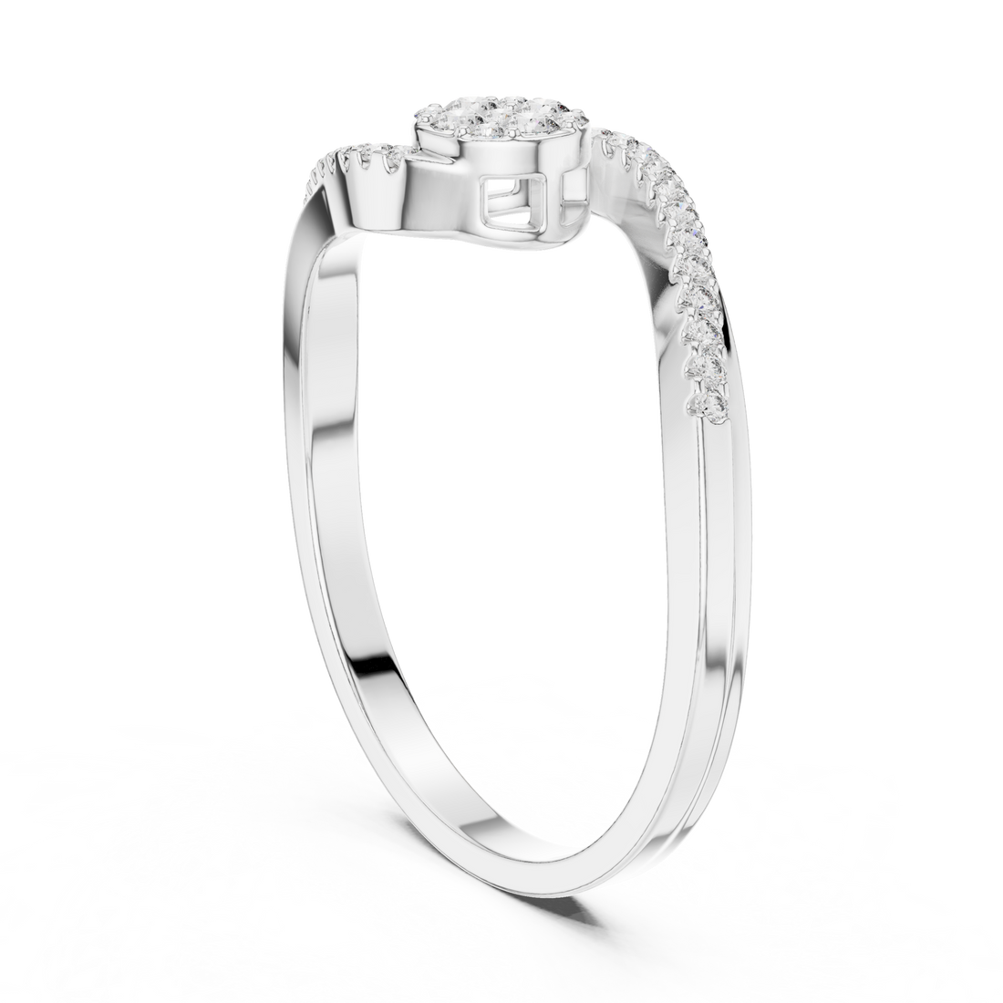 1 (191) - Fashion Round Ring - White Gold