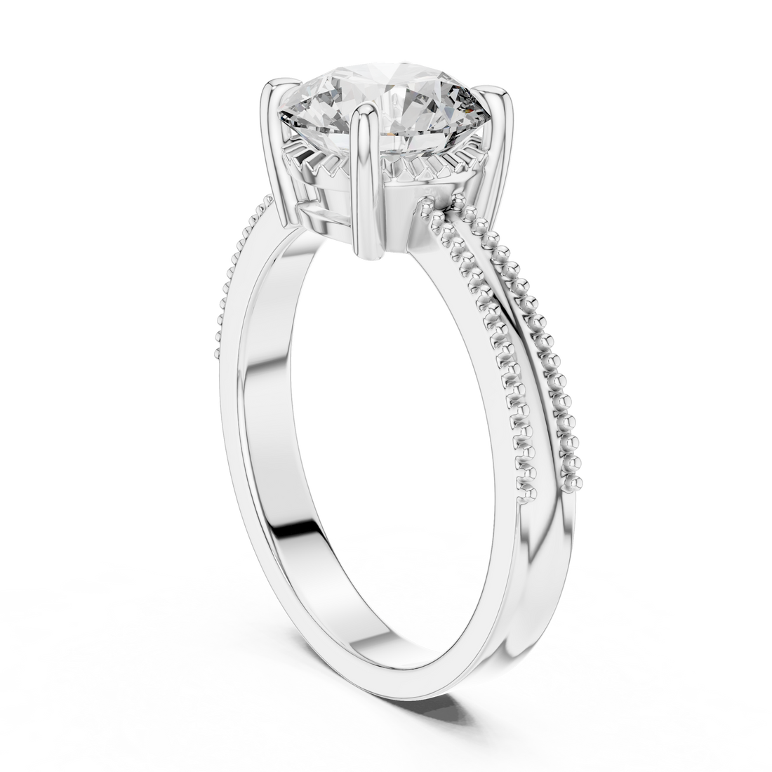 LR-0024 - Solitaire Round Ring - White Gold