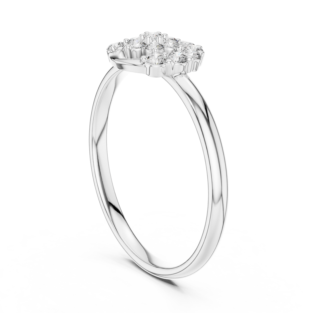 1 (376) - Fashion Round Ring - White Gold