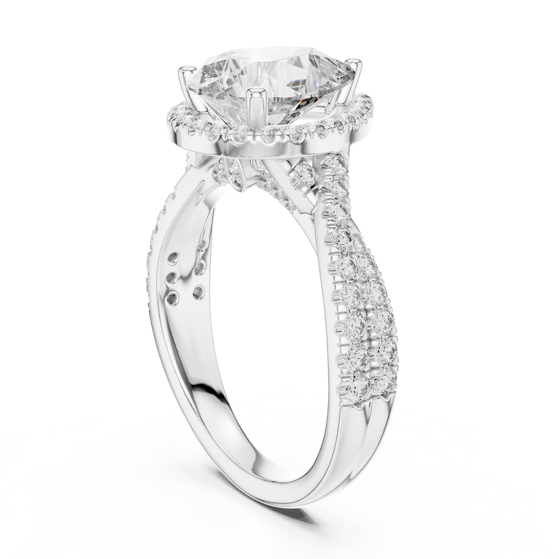 DDLR-173 - Halo Pear Ring - White Gold