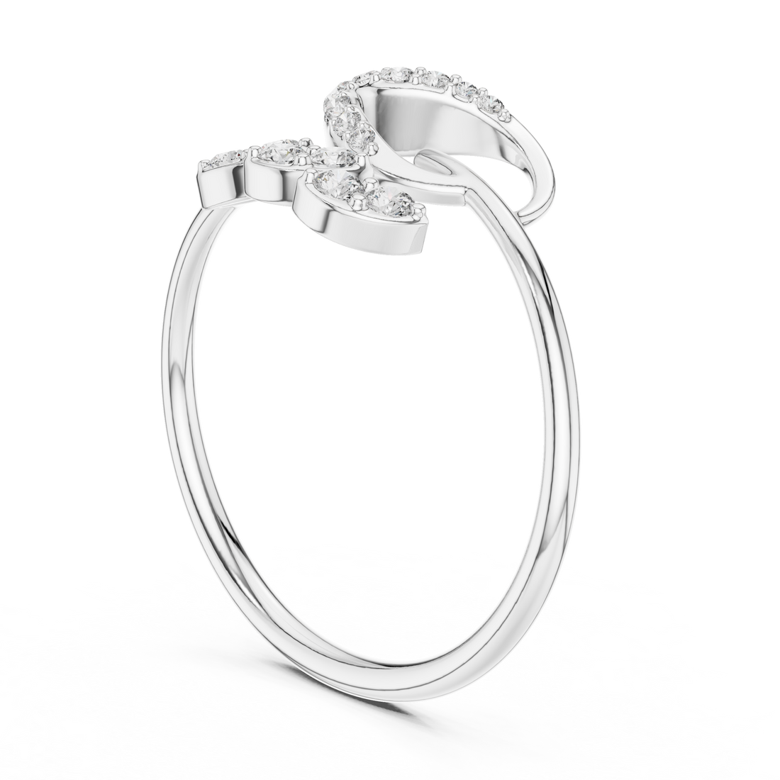 1 (232) - Fashion Round Ring - White Gold