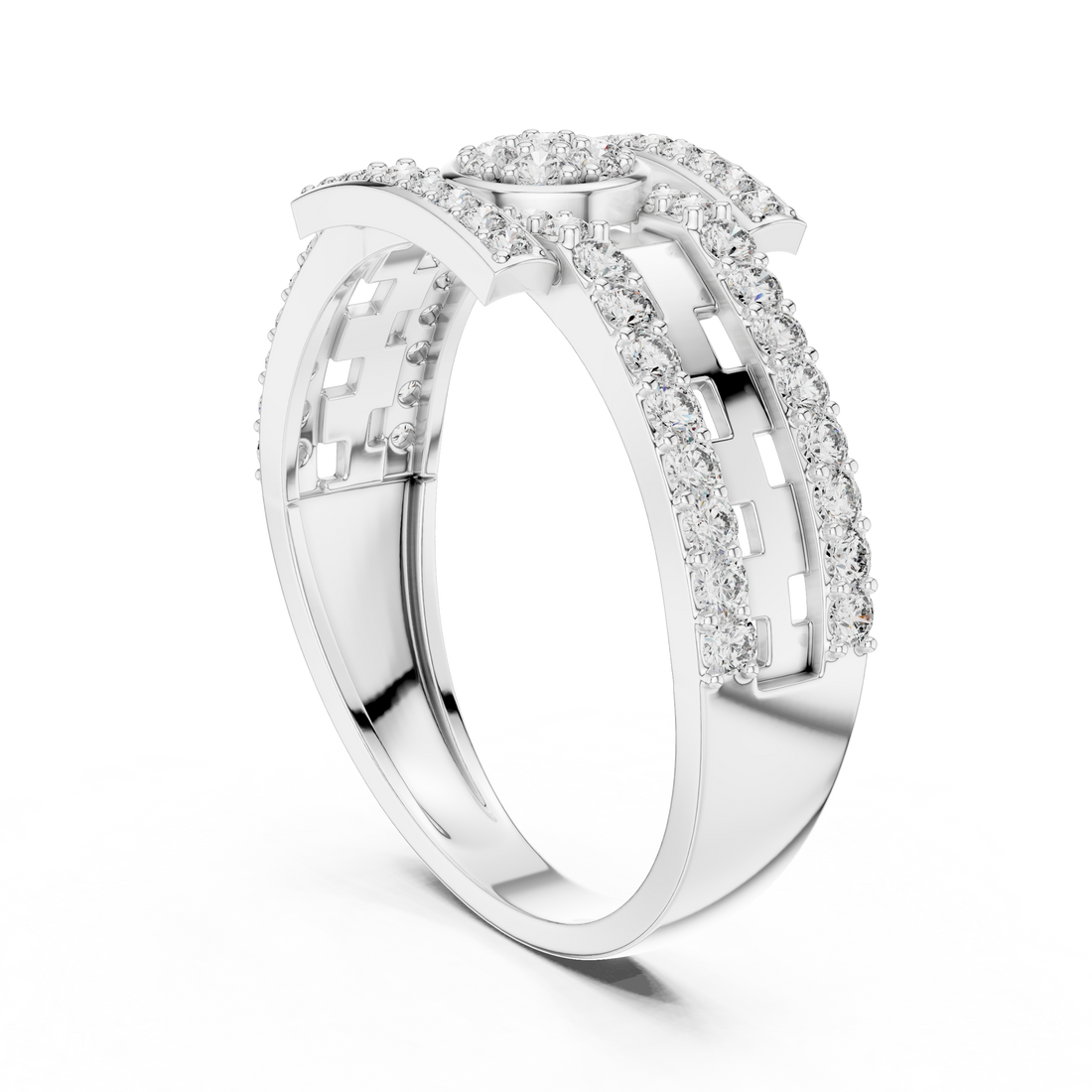 LR-01 (18) - Fashion Round Ring - White Gold