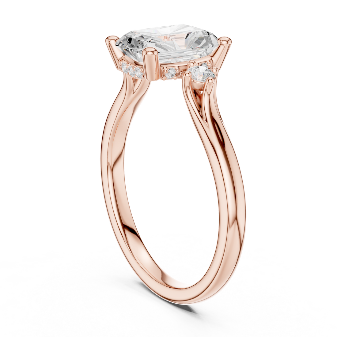 DDLR-974 - Three Stone Radiant Ring - White Gold