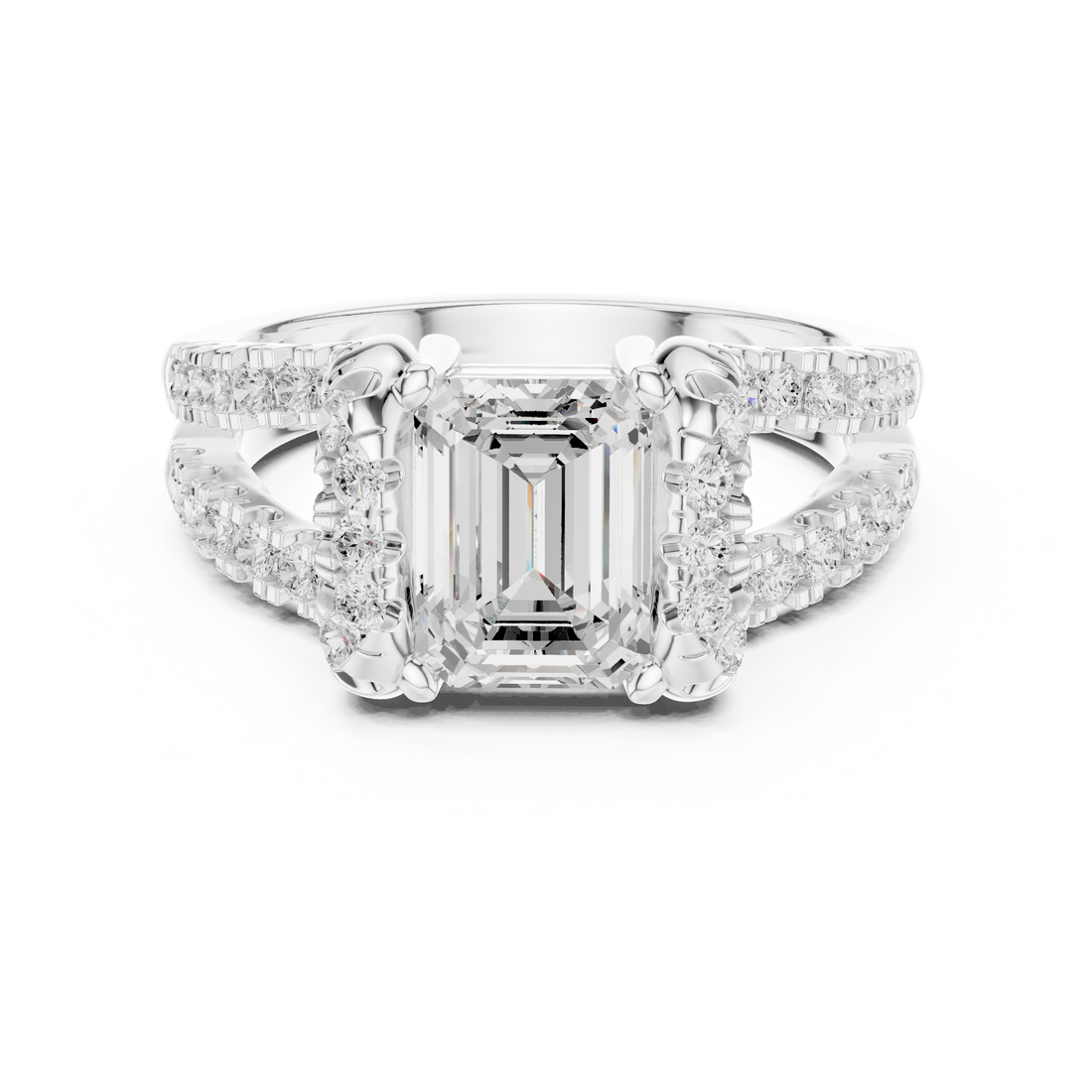 Split Shank Ring - Emerald | DDLR-409 - Rose Gold