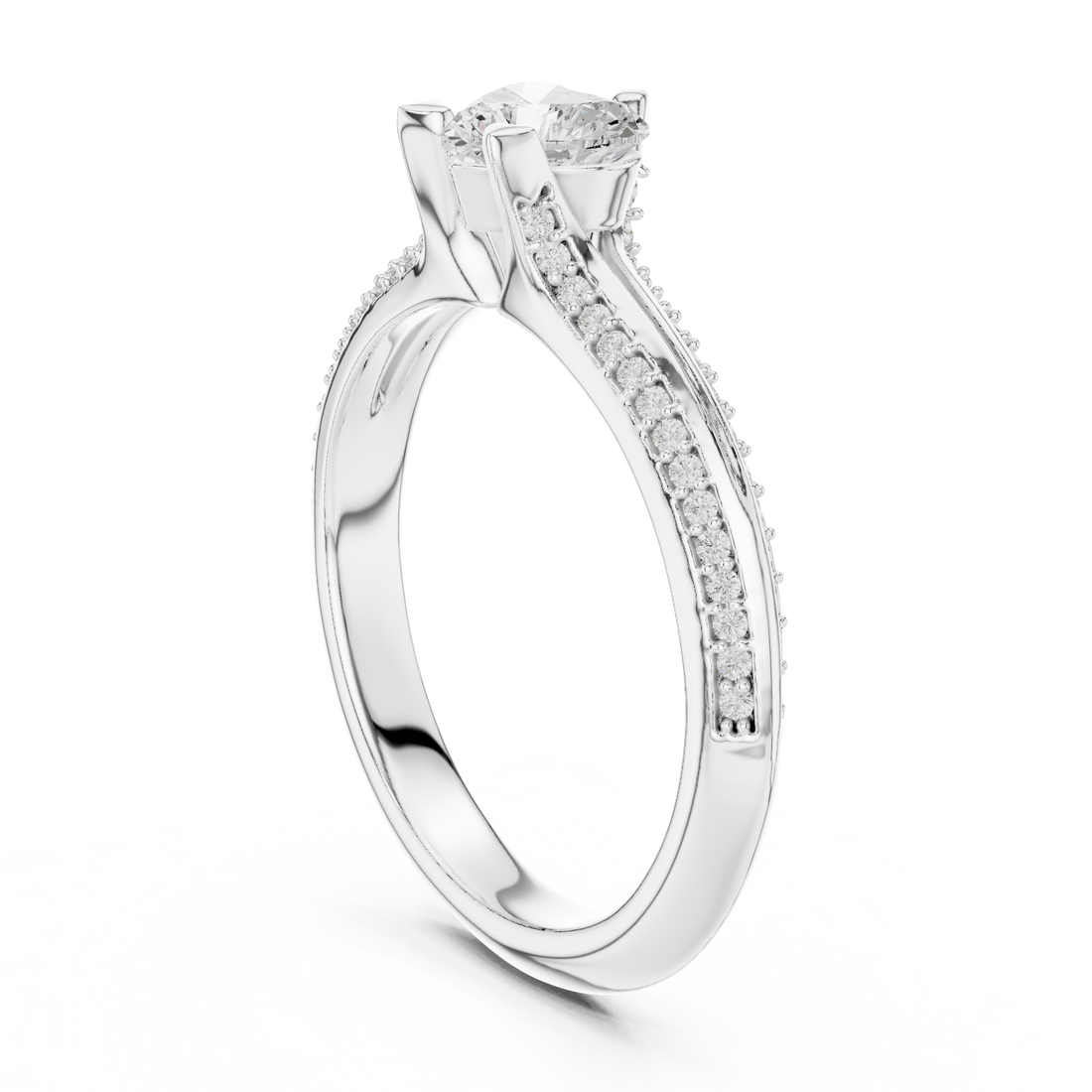 LR-0278 - Solitaire Heart Ring - White Gold