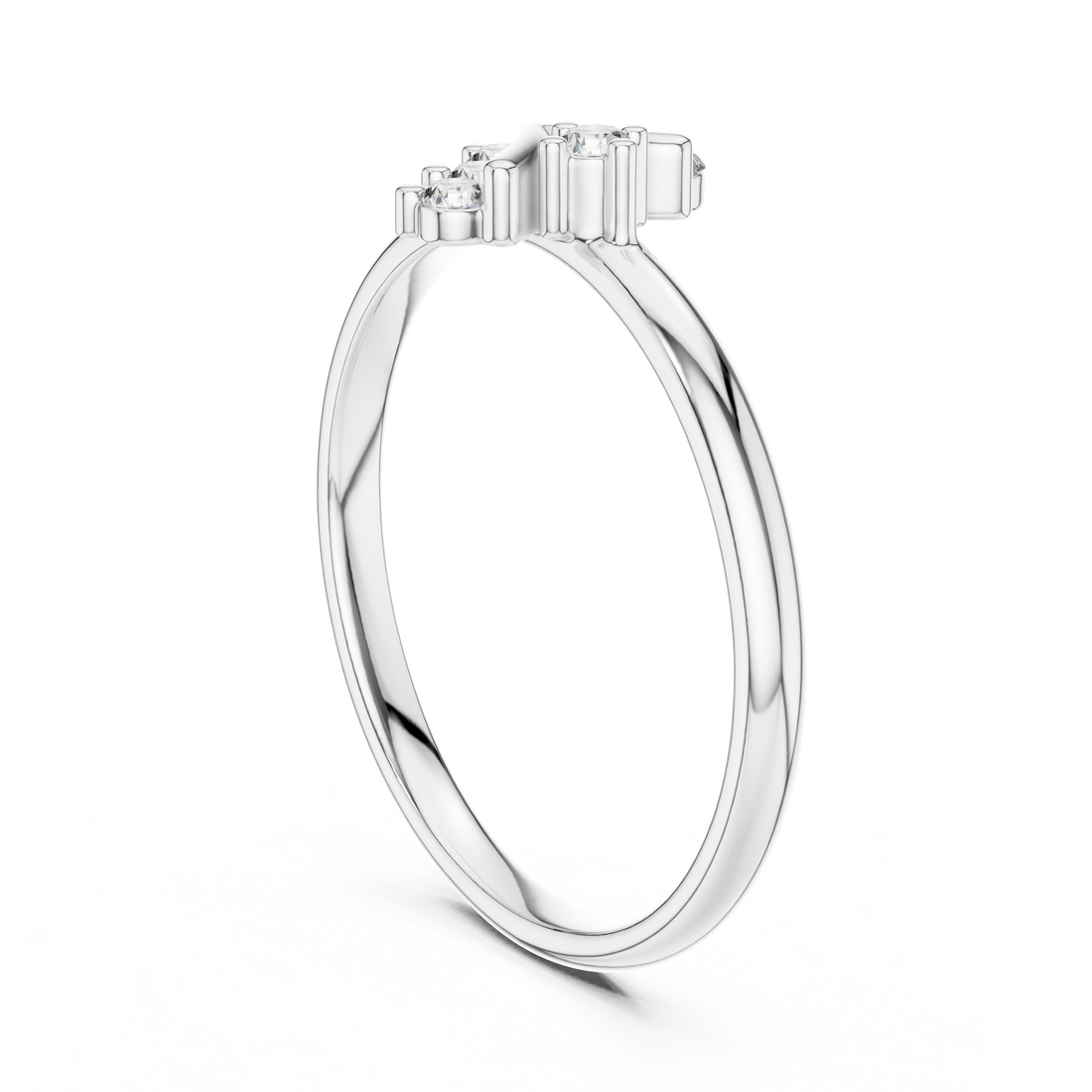 1 (374) - Fashion Round Ring - White Gold