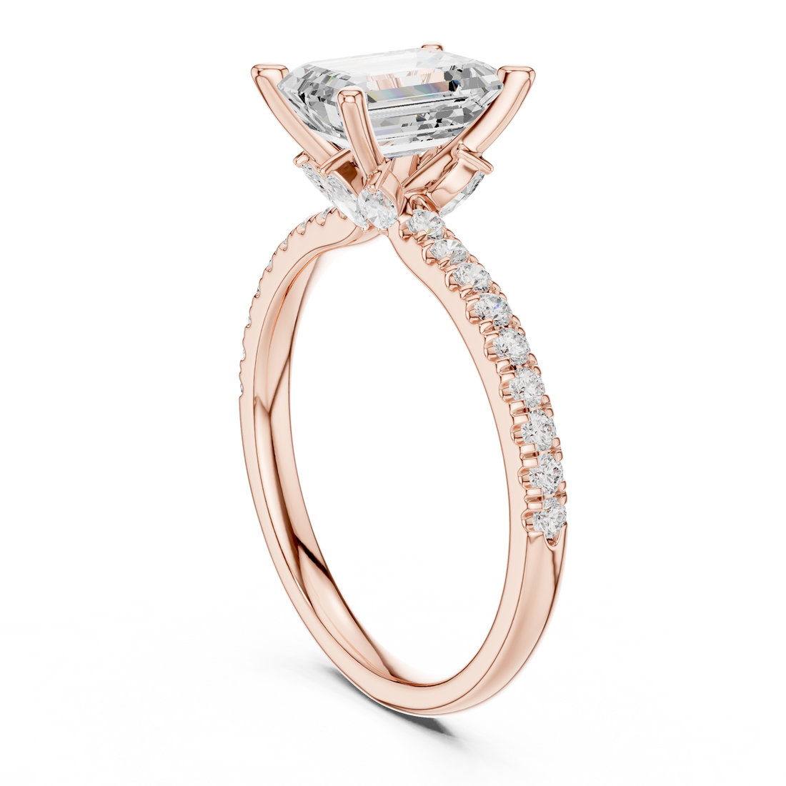 DDLR-256-EM - Solitaire Emerald Ring - White Gold
