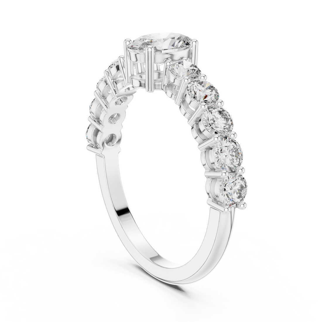 ALR-55 - Solitaire Oval Ring - White Gold