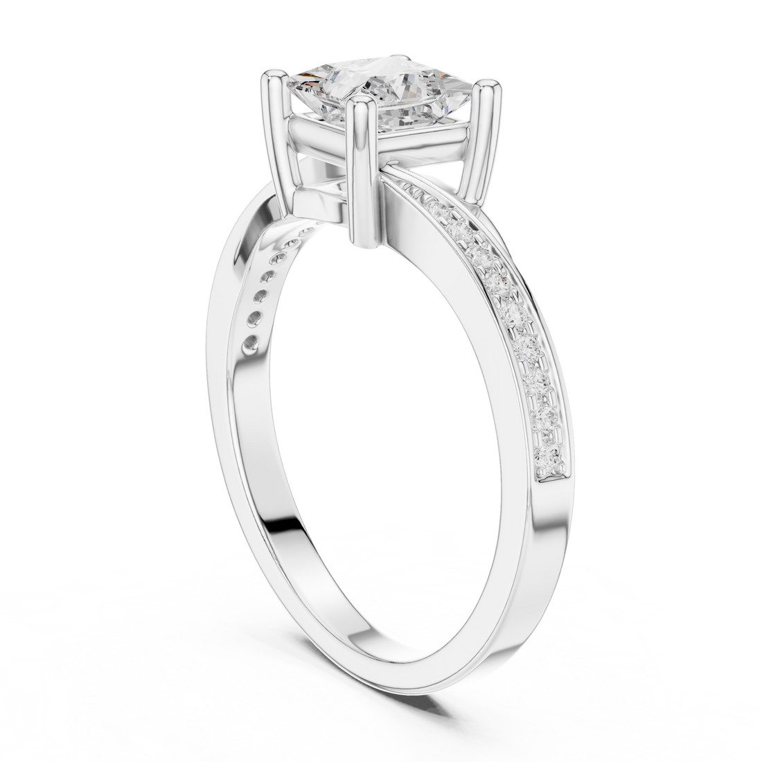 DDLR-525 - Solitaire Princess Ring - White Gold