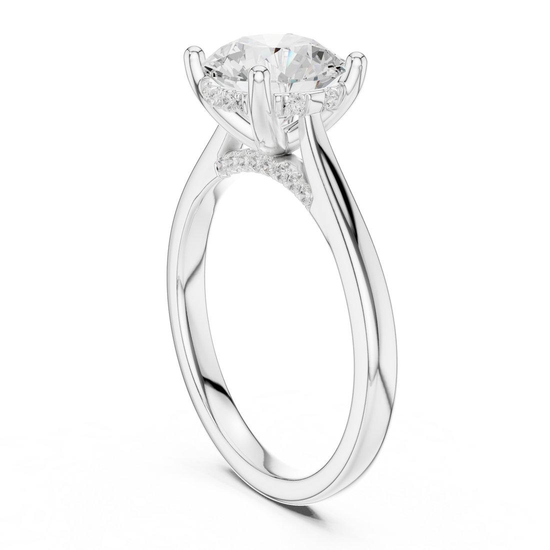 DDLR-163-R00837-RD - Solitaire Round Ring - White Gold