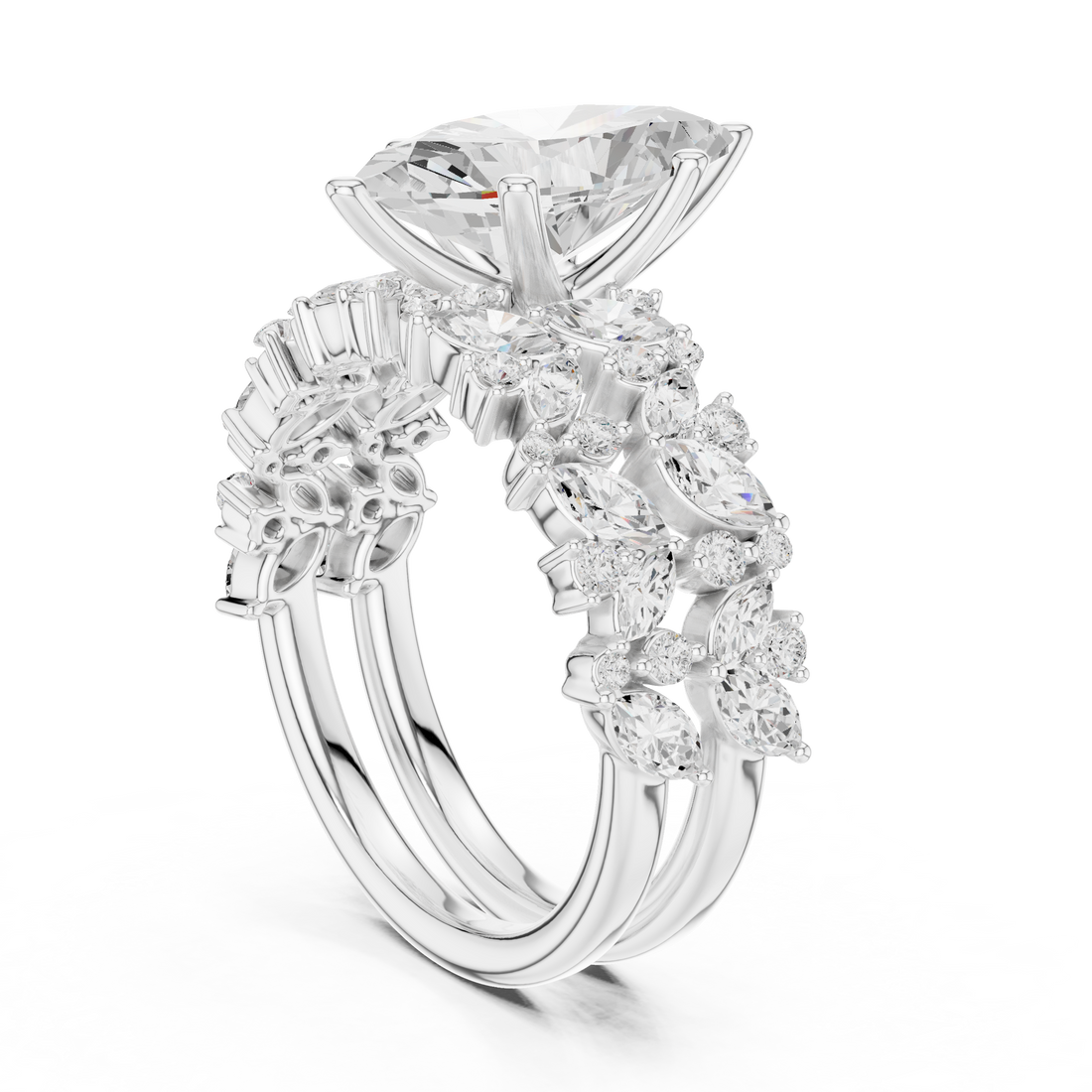 DDLR-443-MQ - Solitaire Marquise Ring - White Gold