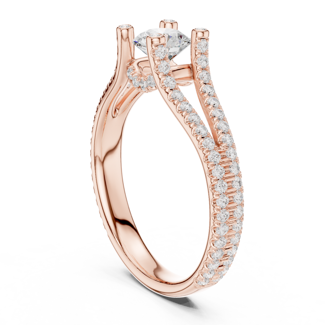 LR-0295 - Split Shank Round Ring - White Gold