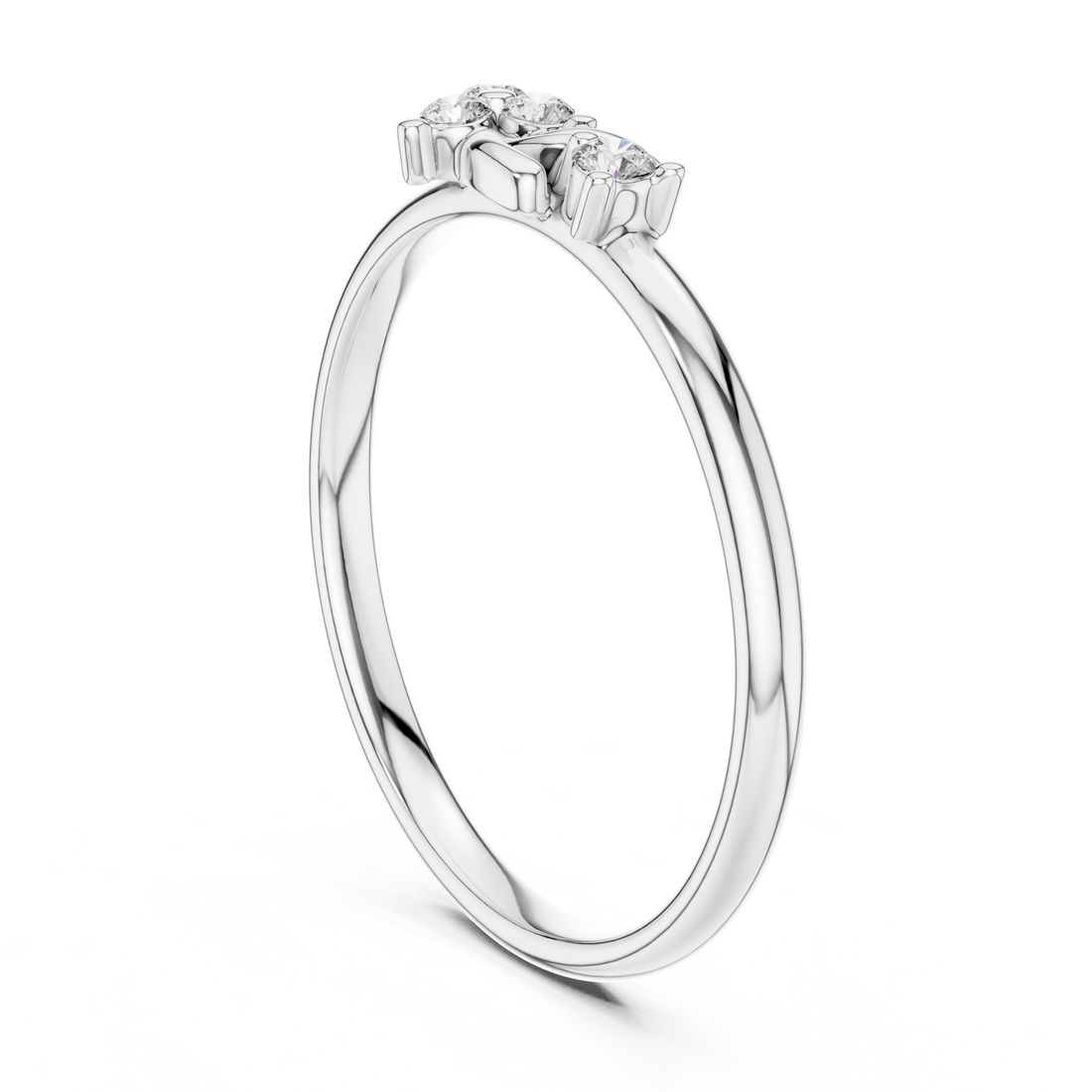 1 (359) - Fashion Round Ring - White Gold
