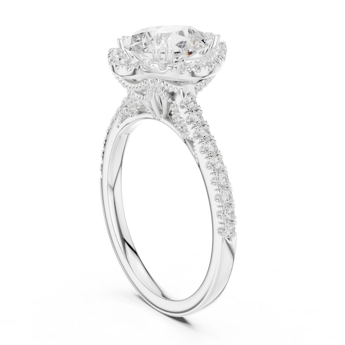 DDLR-255 - R00846-PE(001) - Halo Pear Ring - White Gold