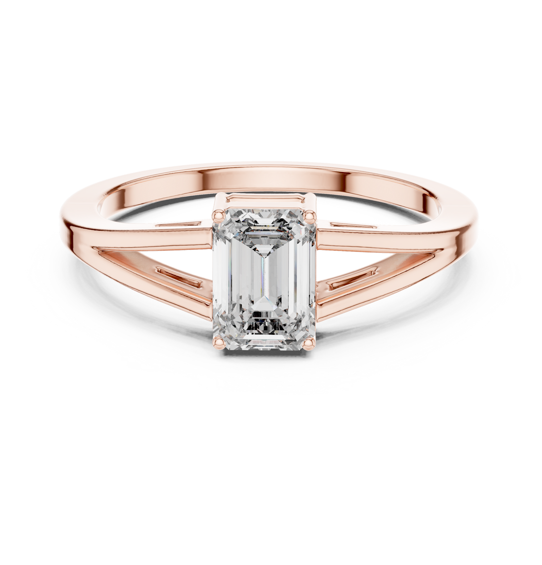 Split Shank Ring - Emerald | AVBLR-128 - Rose Gold