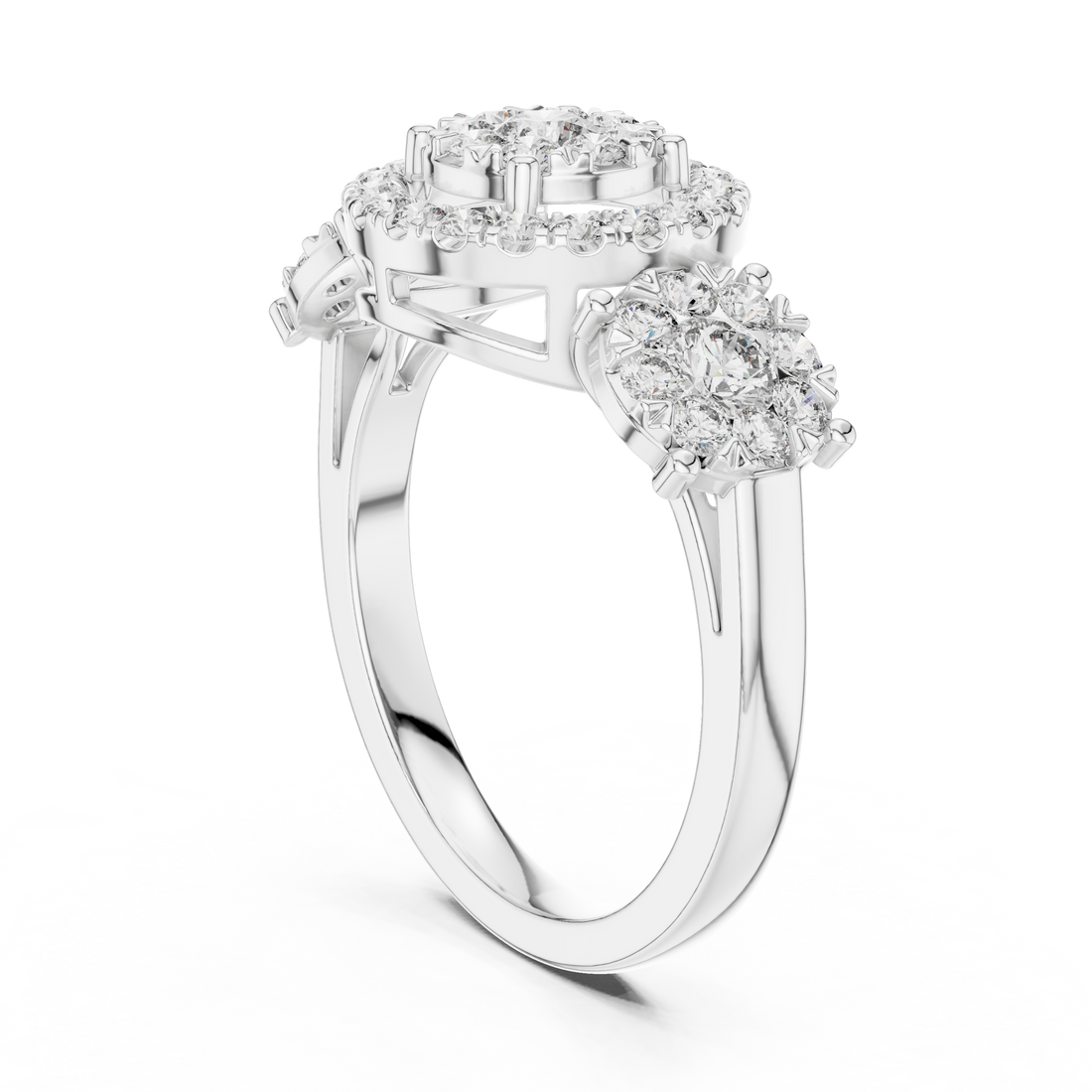 19#120001L - Fashion Round Ring - White Gold