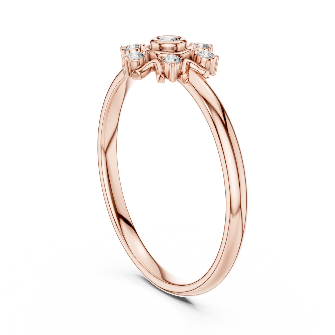 1 (406) - Fashion Round Ring - White Gold