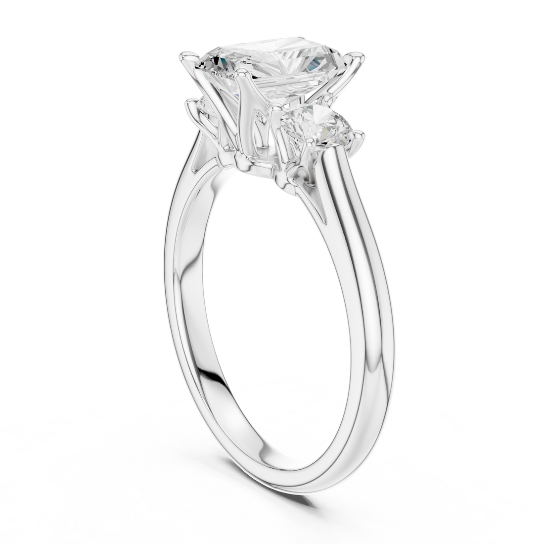 DDLR-896 - Three Stone Radiant Ring - White Gold