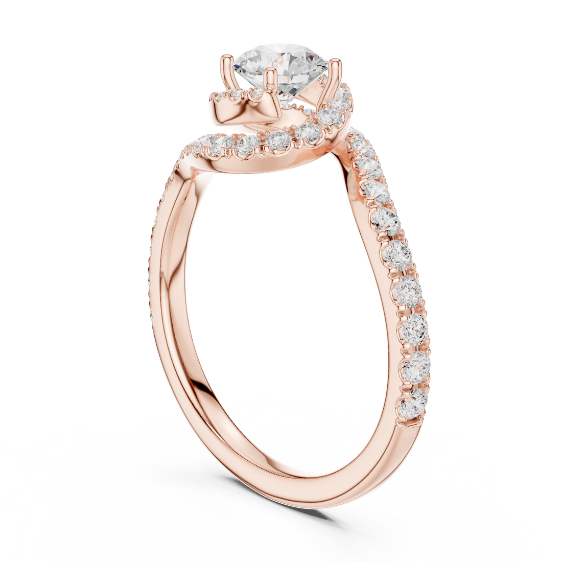 LR-0325 - Bypass Round Ring - White Gold