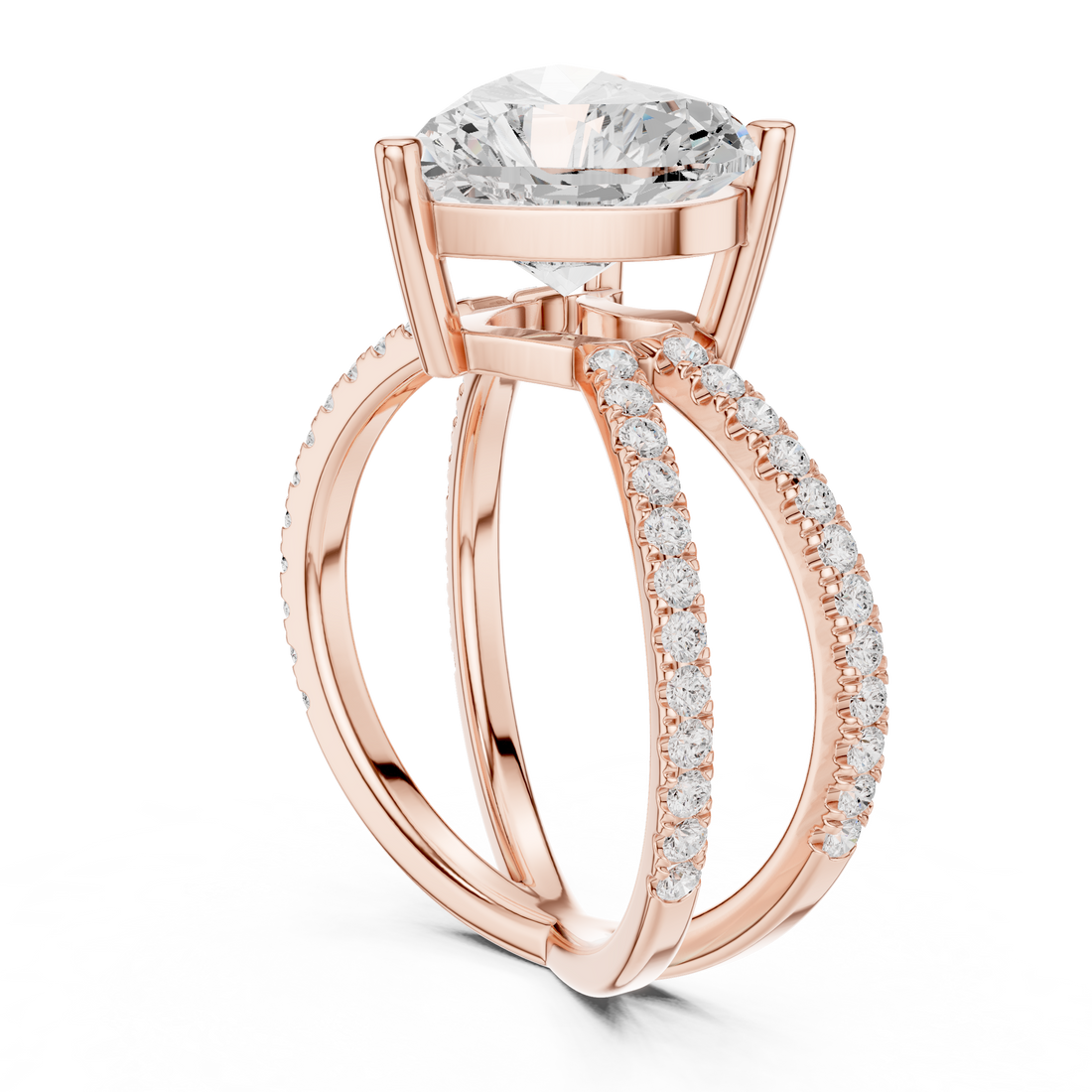 25 HR - Split Shank Heart Ring - White Gold