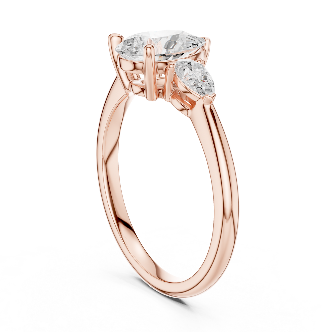 DDLR-864 - Three Stone Pear Ring - White Gold