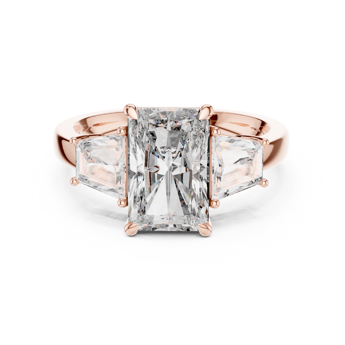 Three Stone Ring - Radiant | 9#10041L_SS15 - Rose Gold