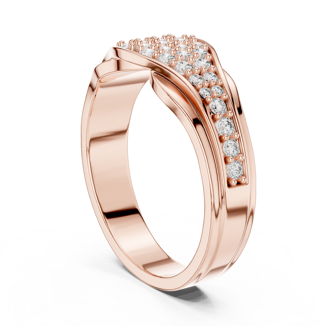 1244 - Fashion Round Ring - White Gold