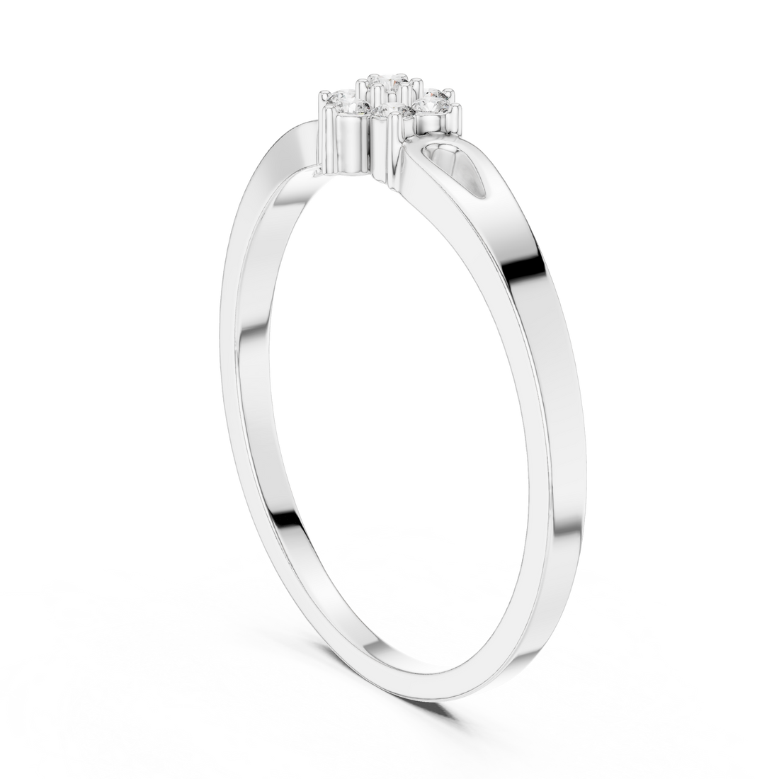 1 (180) - Fashion Round Ring - White Gold