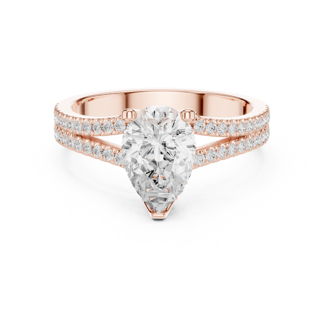 Split Shank Ring - Pear | DDLR-1087 - Rose Gold