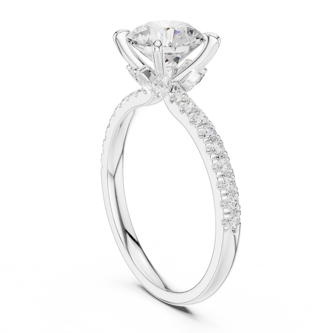 DDLR-1016 - Solitaire Round Ring - White Gold