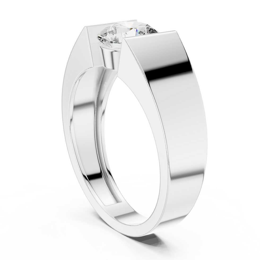 9#10050L - Solitaire Round Ring - White Gold