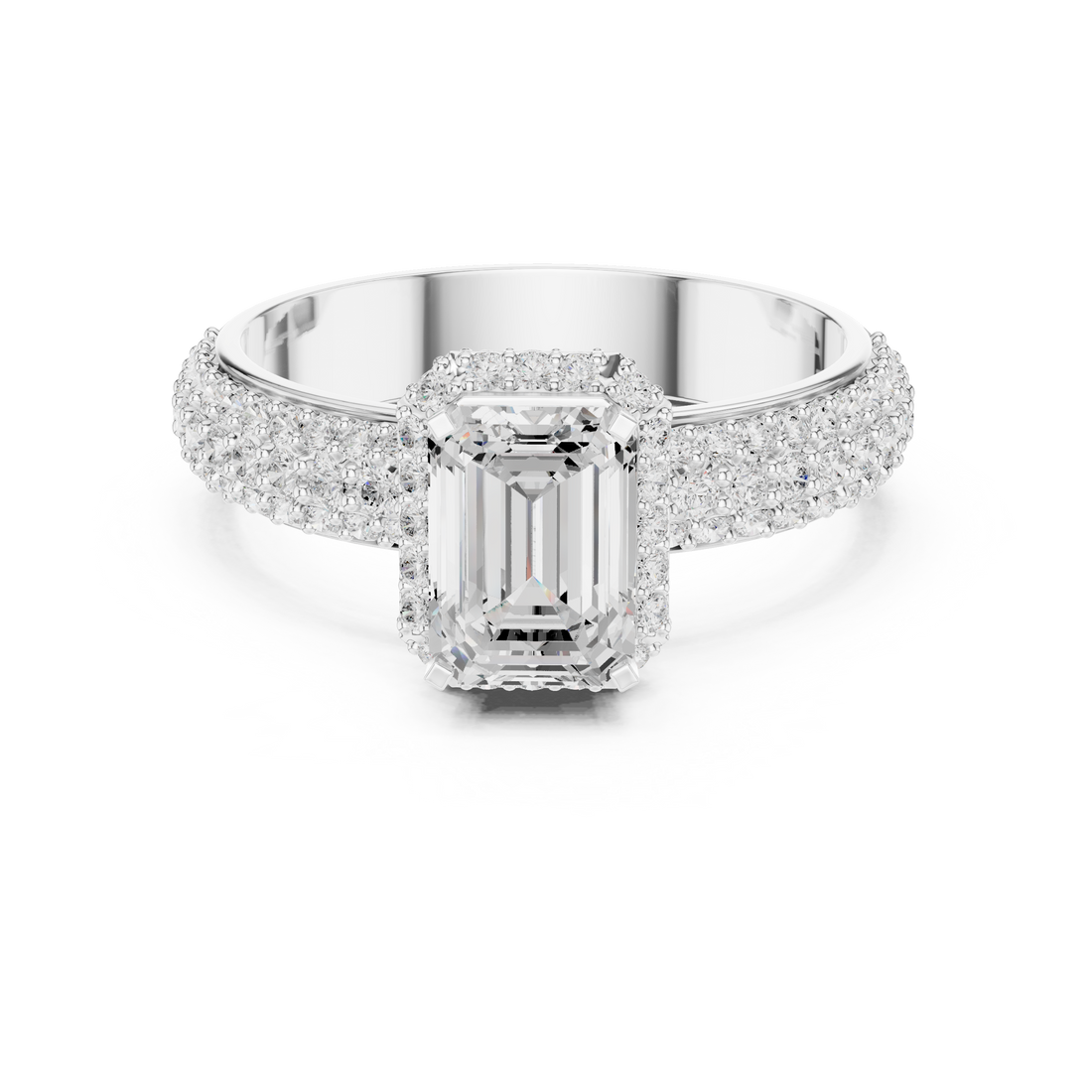 Halo Ring - Emerald | DDLR-1072 - Rose Gold