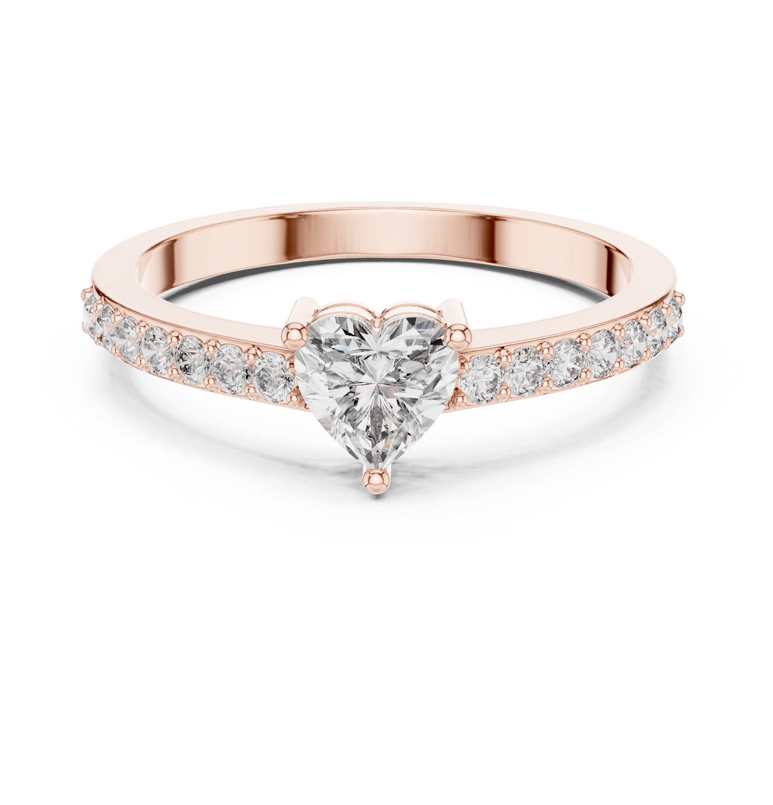 Solitaire Ring - Heart | ABR-31 - Rose Gold