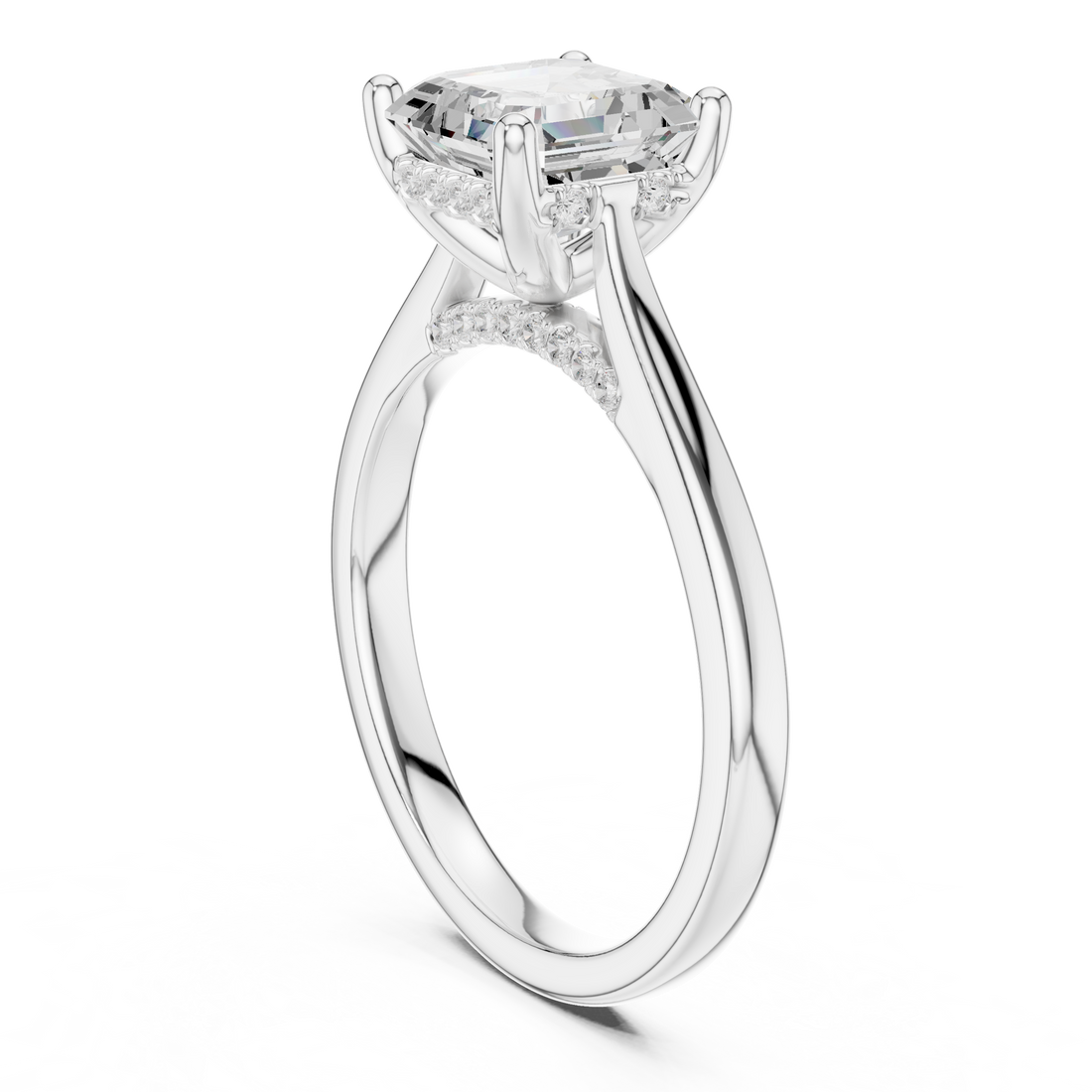 DDLR-163-R00837-AC - Solitaire Asscher Ring - White Gold