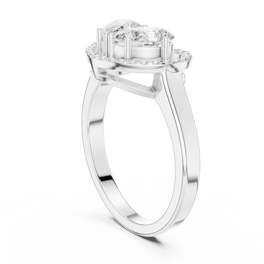DDLR-533 - Halo Pear Ring - White Gold