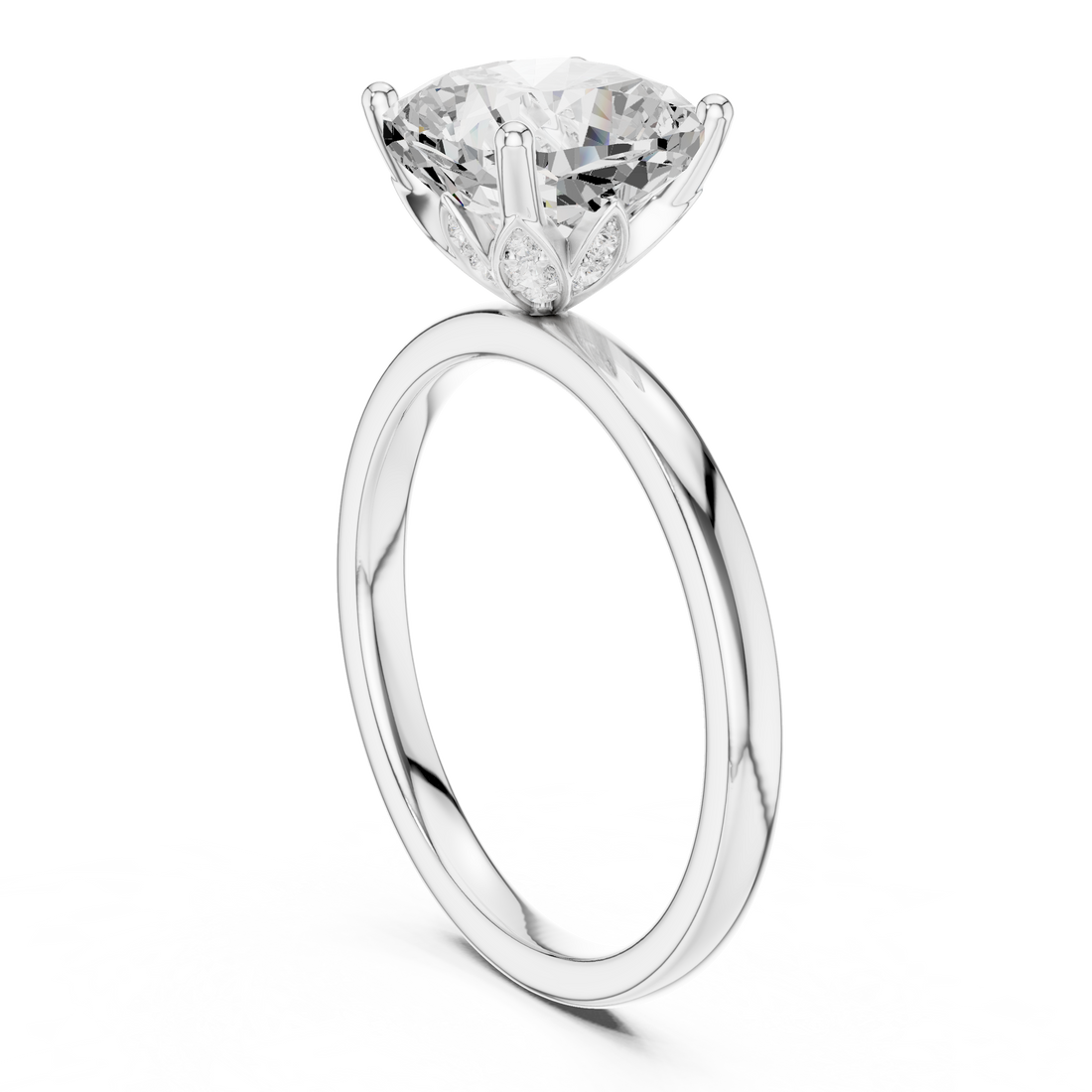 DDLR-170-CU - Solitaire Cushion Ring - White Gold