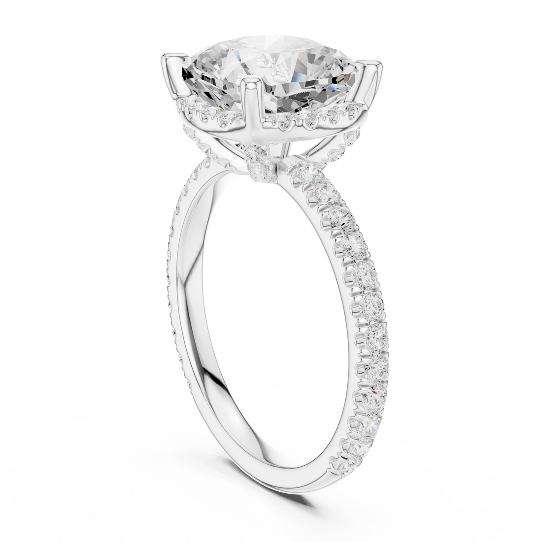 DDLR-172-CU - Solitaire Cushion Ring - White Gold