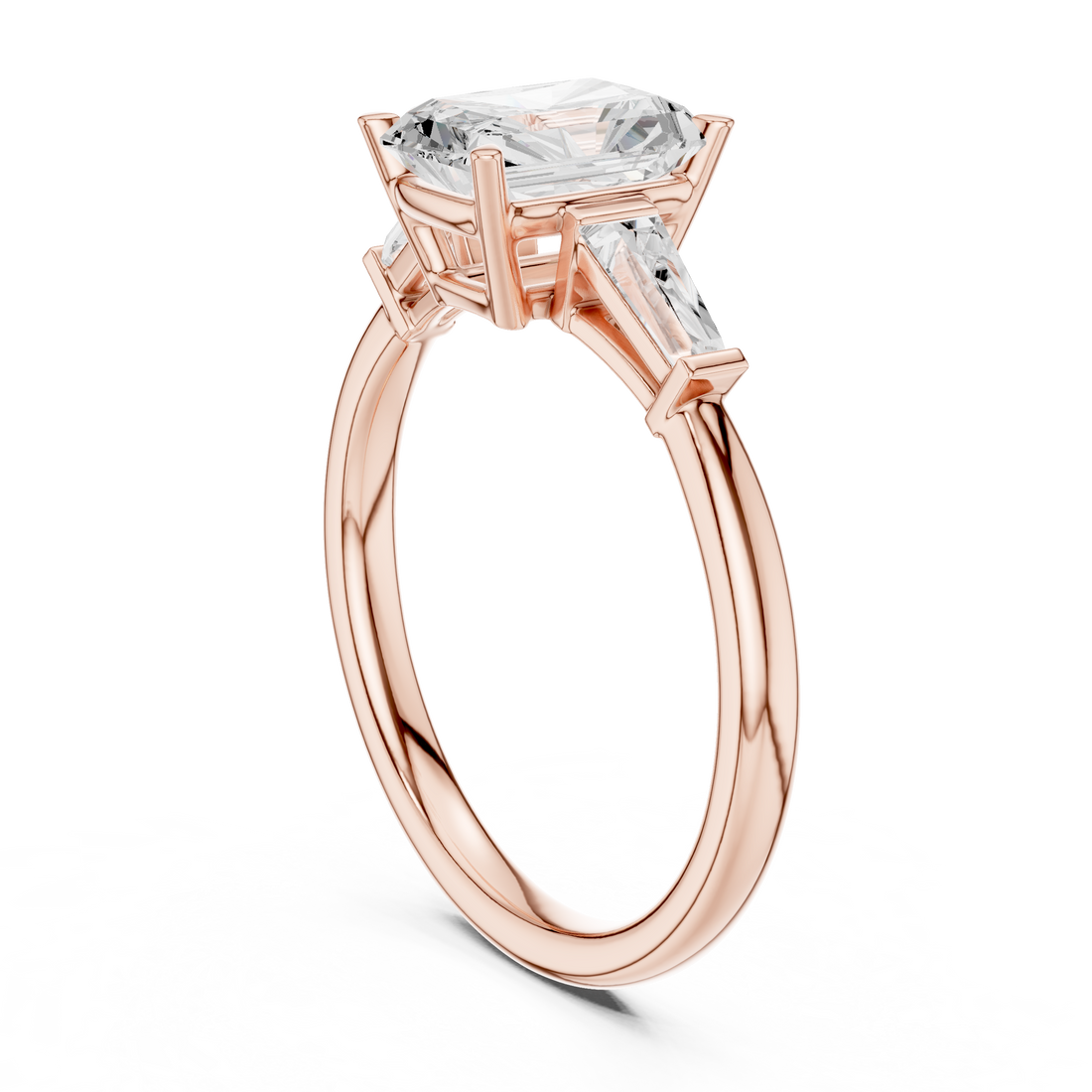 DDLR-287 - RA - Three Stone Radiant Ring - White Gold