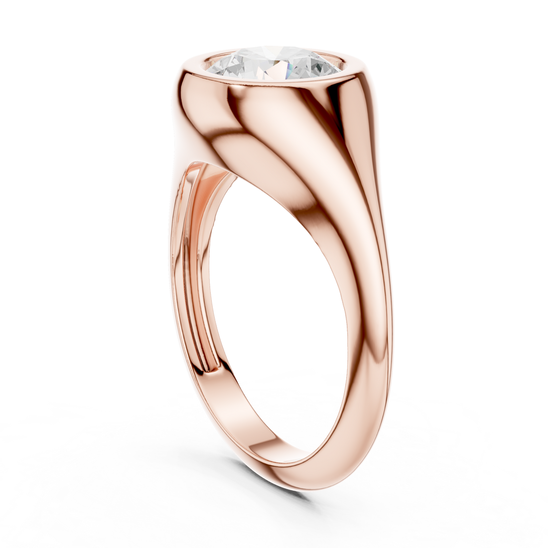 DDLR-093-RD - Solitaire Round Ring - White Gold