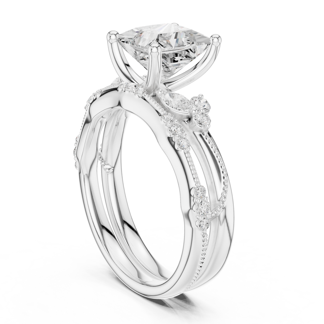DDLR - 299 - PRINCESS - Solitaire Princess Ring - White Gold