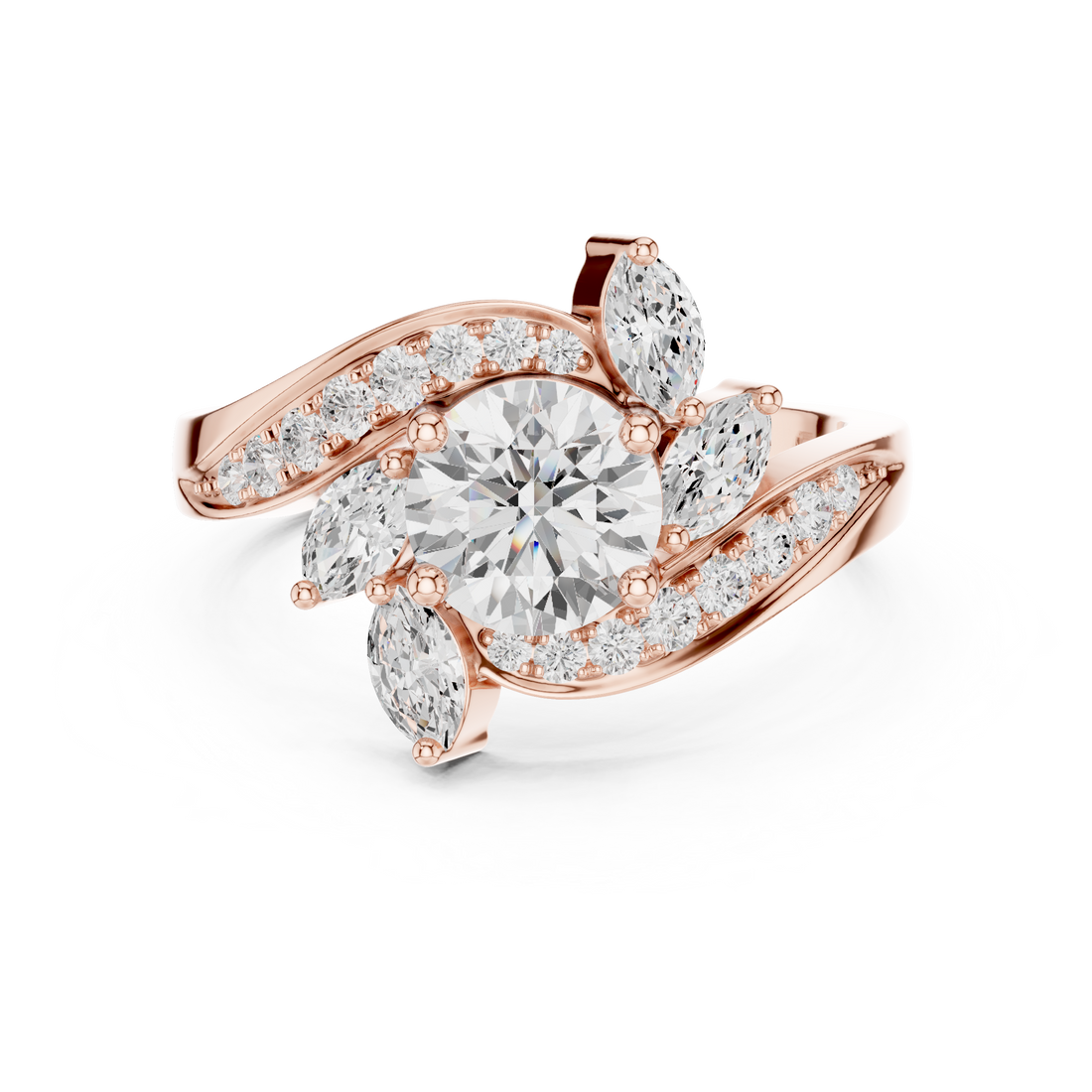Bypass Ring - Round | DDLR-436 - Rose Gold