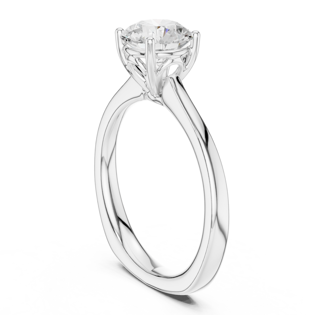 DDLR-650 - Solitaire Round Ring - White Gold