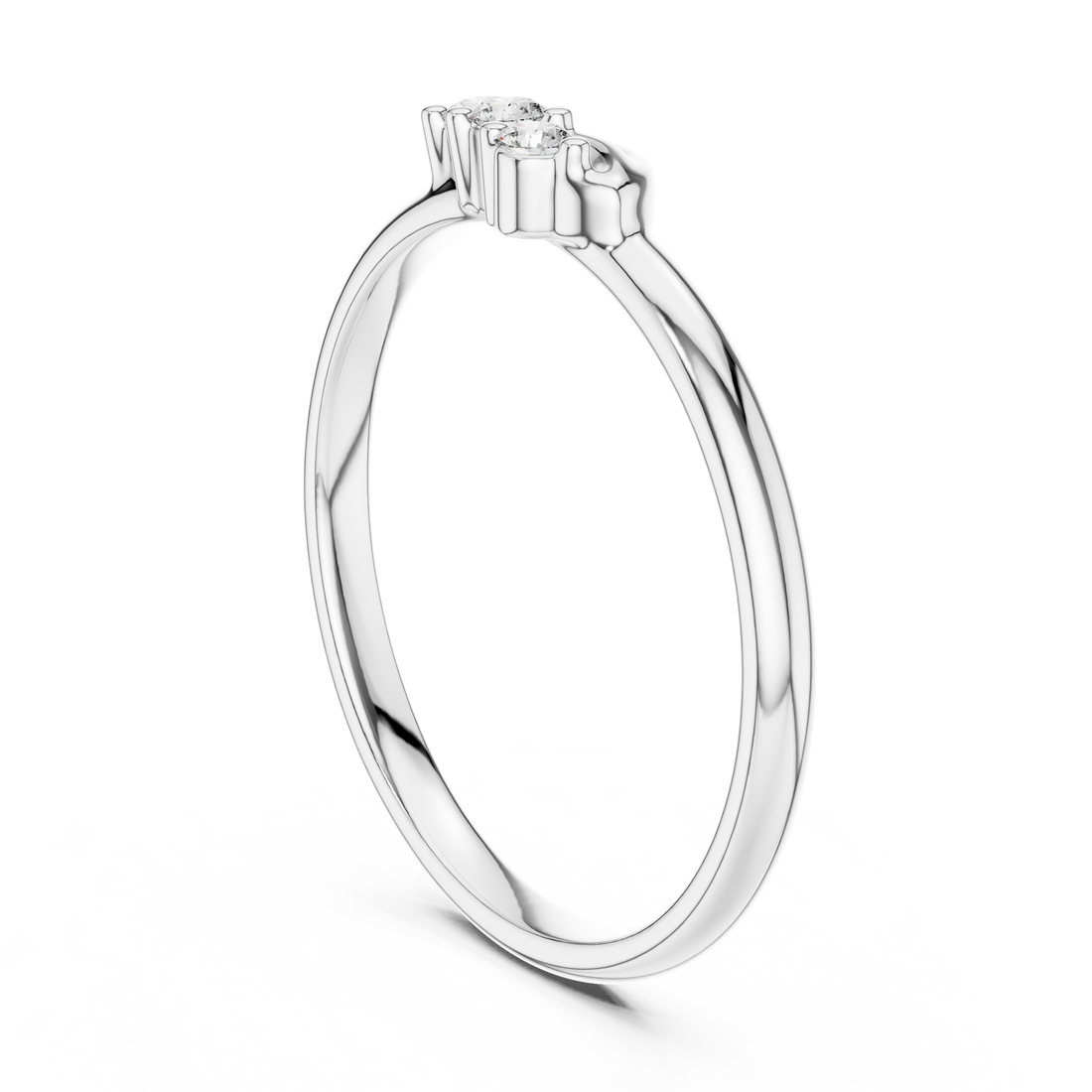 1 (402) - Three Stone Round Ring - White Gold